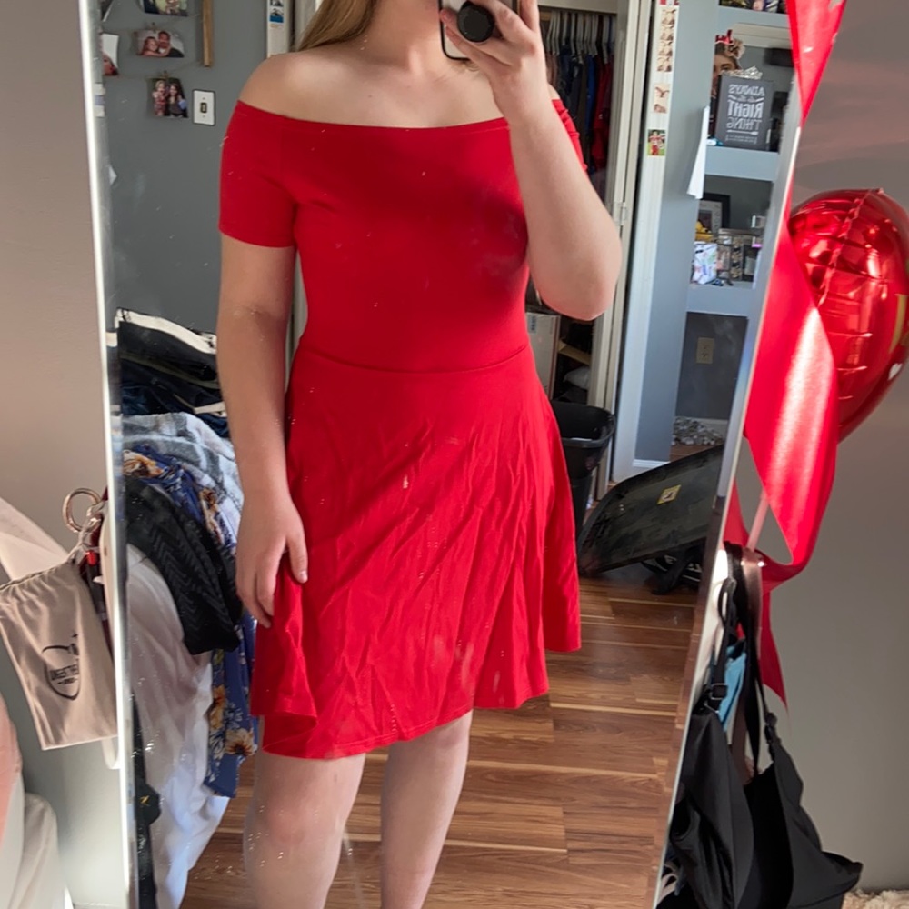 Red off the Shoulder Dress